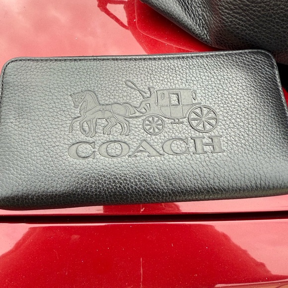 Coach Black Leather Tote and Pouch Set - Picture 3 of 9